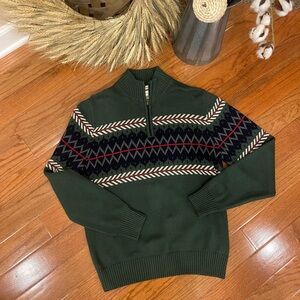 Original Weatherproof Vintage Men's Green Red Holiday Fair Isle Sweater Small